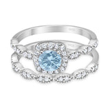 Two Piece Round Natural Stone Bridal Ring