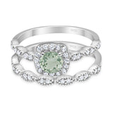 Two Piece Round Natural Stone Bridal Ring