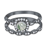 Two Piece Round Natural Stone Bridal Ring