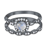 Two Piece Round Natural Stone Bridal Ring