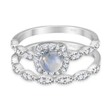 Two Piece Round Natural Stone Bridal Ring
