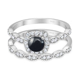 Two Piece Round Natural Stone Bridal Ring