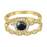 Two Piece Round Natural Stone Bridal Ring