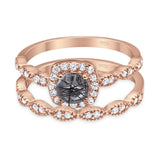 Two Piece Round Natural Stone Bridal Ring