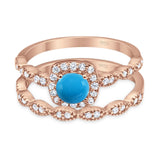 Two Piece Round Natural Stone Bridal Ring