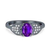 Art Deco Oval Natural Stone Promise Ring