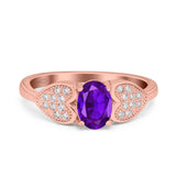 Art Deco Oval Natural Stone Promise Ring