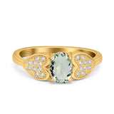 Art Deco Oval Natural Stone Promise Ring
