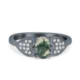 Art Deco Oval Natural Stone Promise Ring