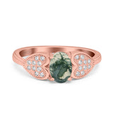 Art Deco Oval Natural Stone Promise Ring