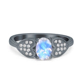 Art Deco Oval Natural Stone Promise Ring
