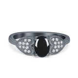 Art Deco Oval Natural Stone Promise Ring