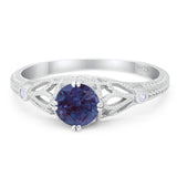 Round Natural Stone Leaf Vintage Style Ring