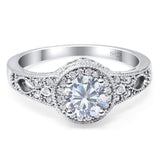 Art Deco Round Natural Stone Halo Ring