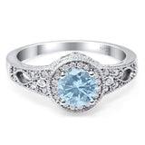 Art Deco Round Natural Stone Halo Ring