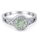 Art Deco Round Natural Stone Halo Ring