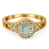 Art Deco Round Natural Stone Halo Ring