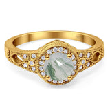 Art Deco Round Natural Stone Halo Ring
