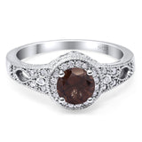 Art Deco Round Natural Stone Halo Ring