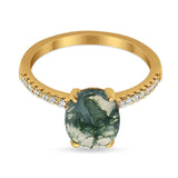 Art Deco Oval Natural Stone Wedding Ring