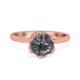 Floral Round Natural Stone Solitaire Ring