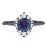 Art Deco Round Natural Stone Halo Ring