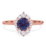 Art Deco Round Natural Stone Halo Ring