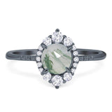 Art Deco Round Natural Stone Halo Ring