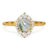 Art Deco Round Natural Stone Halo Ring