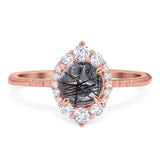 Art Deco Round Natural Stone Halo Ring