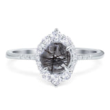 Art Deco Round Natural Stone Halo Ring
