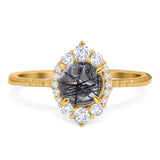 Art Deco Round Natural Stone Halo Ring