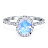 Art Deco Oval Natural Stone Halo Ring