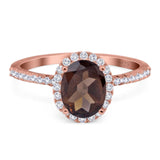 Art Deco Oval Natural Stone Halo Ring