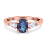 Oval Natural Stone Three Stone Ring
