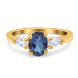 Oval Natural Stone Three Stone Ring