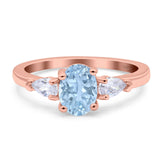 Oval Natural Stone Three Stone Ring