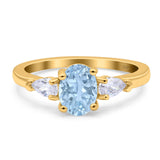 Oval Natural Stone Three Stone Ring