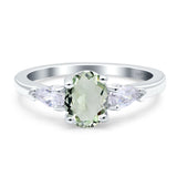 Oval Natural Stone Three Stone Ring