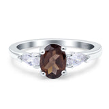 Oval Natural Stone Three Stone Ring