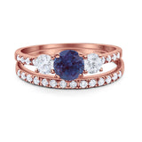 Three Stone Round Vintage Style Ring