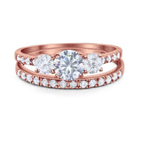 Three Stone Round Vintage Style Ring