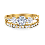 Three Stone Round Vintage Style Ring