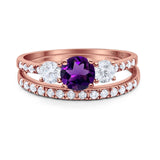 Three Stone Round Vintage Style Ring
