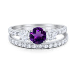 Three Stone Round Vintage Style Ring