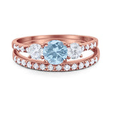 Three Stone Round Vintage Style Ring