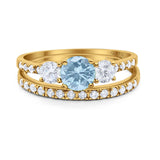 Three Stone Round Vintage Style Ring