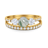 Three Stone Round Vintage Style Ring
