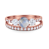 Three Stone Round Vintage Style Ring