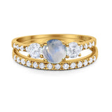 Three Stone Round Vintage Style Ring